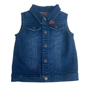 7 FOR ALL MANKIND Denim Vest, Sleeveless Jean Jacket Baby Toddler Size 12 Months